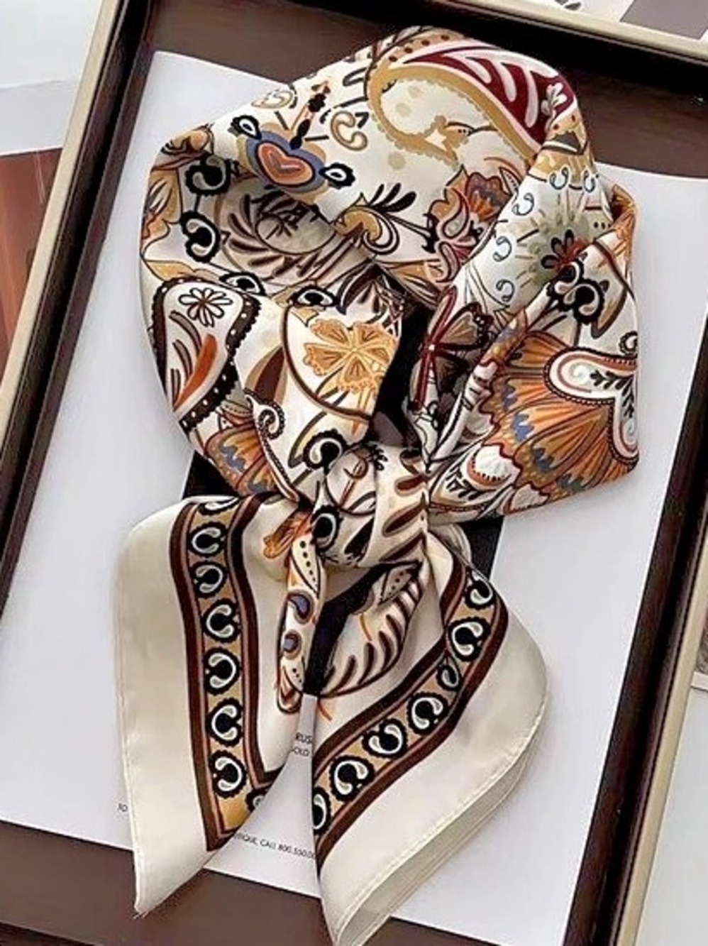 Paisley Scarf in Brown & White